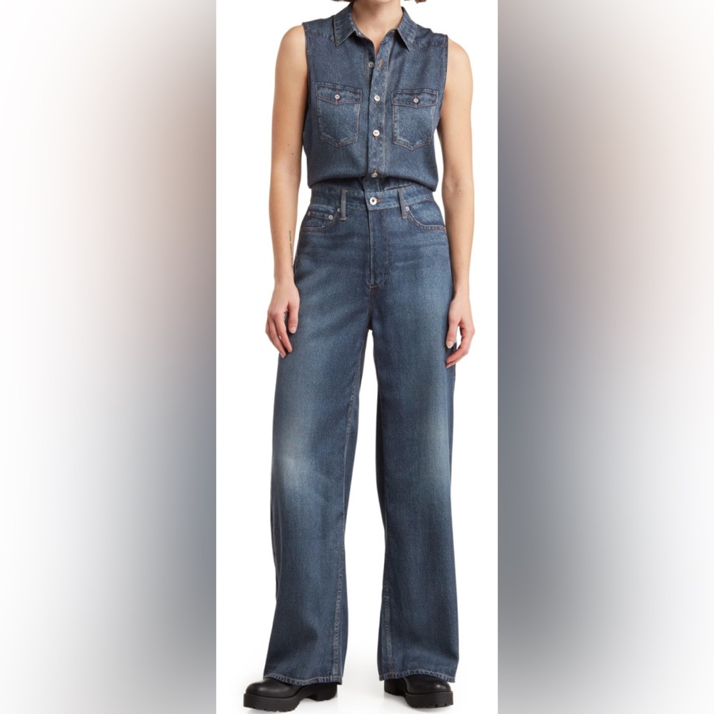 rag & bone Blue Denim Jumpsuit